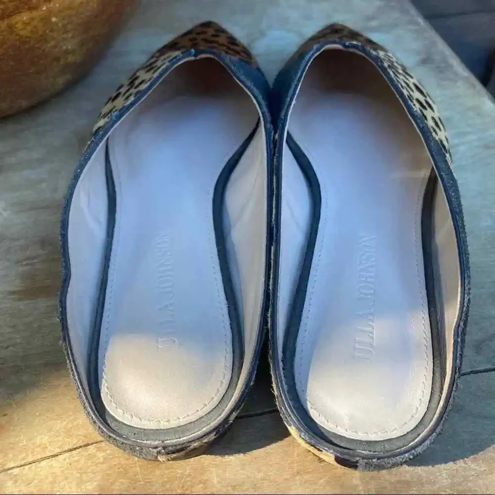 Ulla‎ Johnson flats mules size 6.5 slip on calf hair animal print mobwife pointy